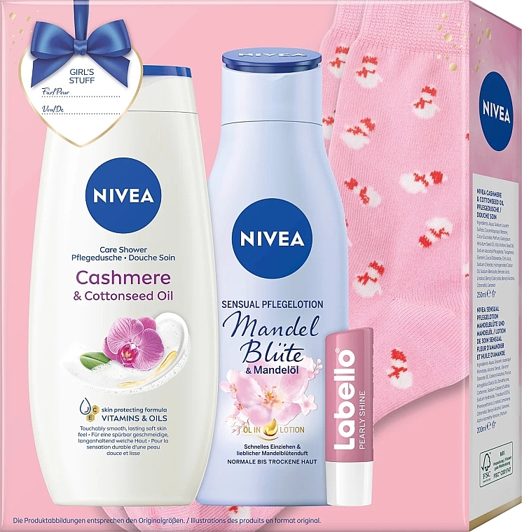 Pflegeset für Männer - NIVEA Girl's Stuff (sh/gel/250ml + b/lotion/200ml + lip/balm/5,5ml + socks) — Bild N4