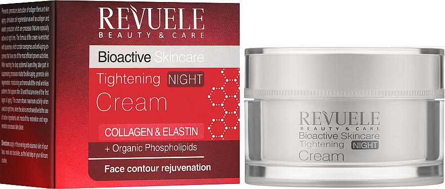 Nachtcreme für das Gesicht mit Kollagen und Elastin - Revuele Bioactive Skin Care Collagen & Elastin Tightening Night Cream — Bild N1