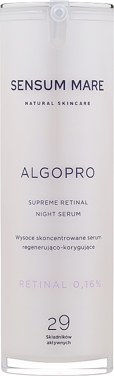 Hochkonzentriertes regenerierendes und korrigierendes Serum mit 0,16 % Retinal und Phosphoceramid-Komplex - Sensum Mare Algopro R Supreme Retinal Night Serum — Bild N1