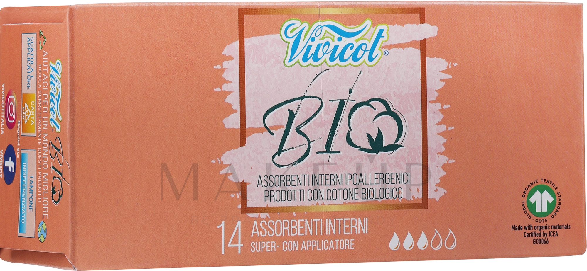 Tampons mit Applikator 14 St. - Vivicot Bio Super — Bild 14 St.