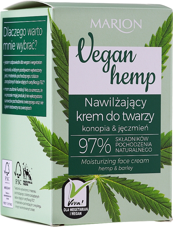 Feuchtigkeitsspendende Gesichtscreme mit Hanf und Gerste - Marion Vegan Hemp Moisturizing Face Cream Hemp & Barley