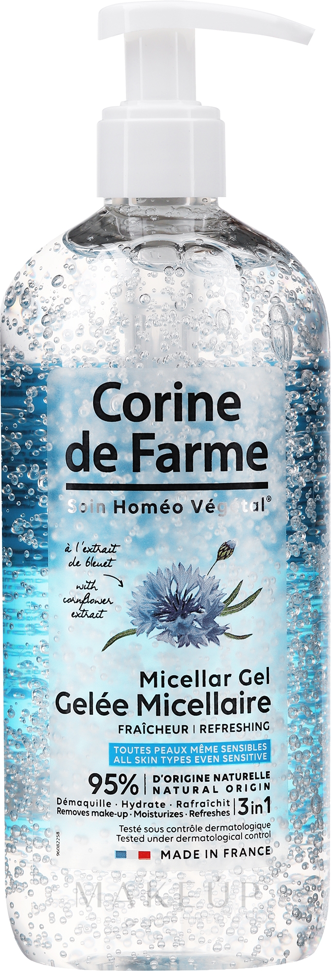 Erfrischendes und feuchtigkeitsspendendes Mizellen-Reinigungsgel für empfindliche Haut - Corine de Farma Micellar Gel Refreshing — Foto 500 ml