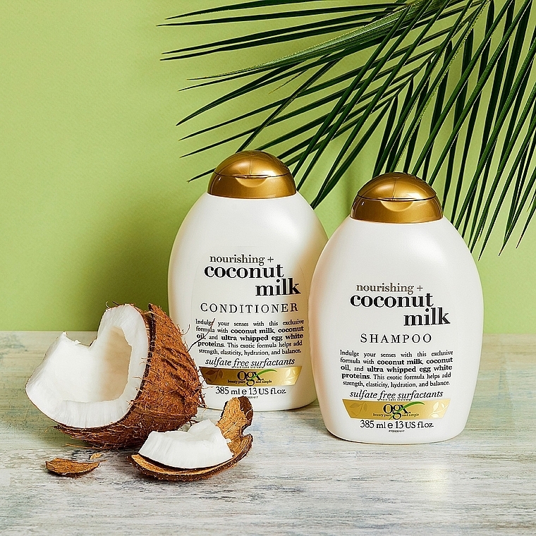 Regenerierendes und feuchtigkeitsspendendes Shampoo mit Kokosmilch, Kokosnussöl und hydrolysiertem Milchprotein - OGX Nourishing Coconut Milk Shampoo — Bild N10