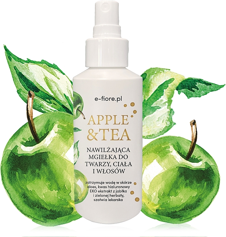 Feuchtigkeitsspray für Gesicht, Körper und Haare - E-Fiore Apple & Tea — Bild N1