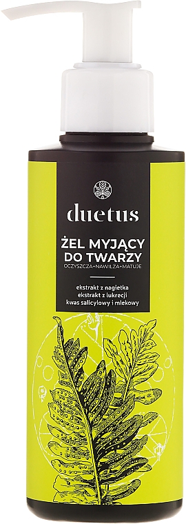 Gesichtswaschgel mit Salicylsäure, Milchsäure, Ringelblumen- und Süßholzextrakt - Duetus Face Wash Gel