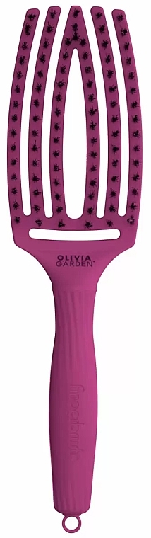 Haarbürste rosa - Olivia Garden Fingerbrush Think Pink 2022 Bright Pink — Bild N1