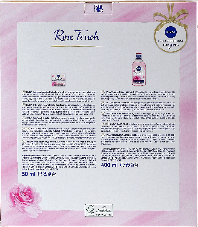 Gesichtspflegeset - Nivea Rose Beauty (Gesichtscreme 50ml + Mizellenwasser 400ml) — Bild N4