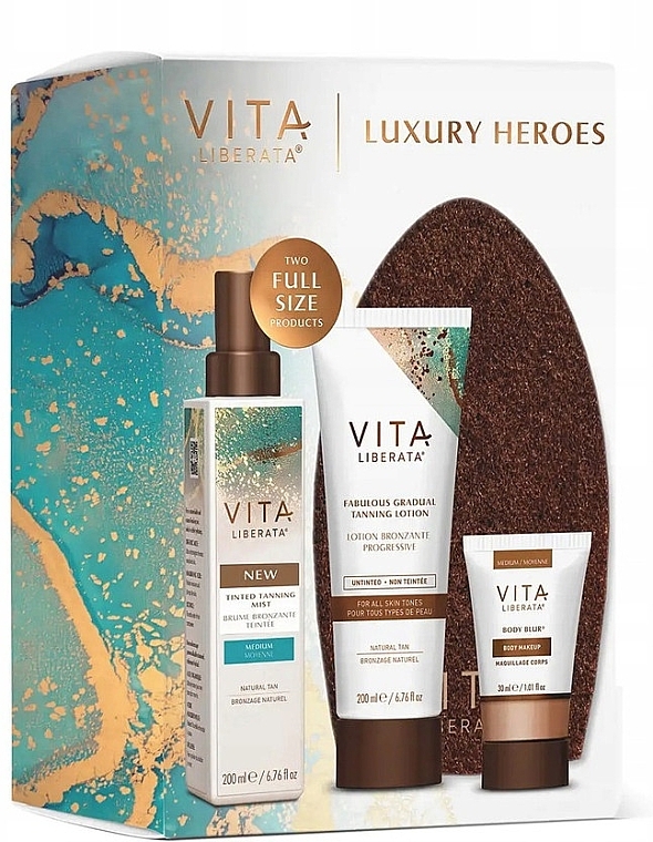 Set - Vita Liberata Luxury Heroes Self Set (Körpernebel 200ml + Körperlotion 200ml + Körpercreme 30ml + Handschuh 1 St.) — Bild N1
