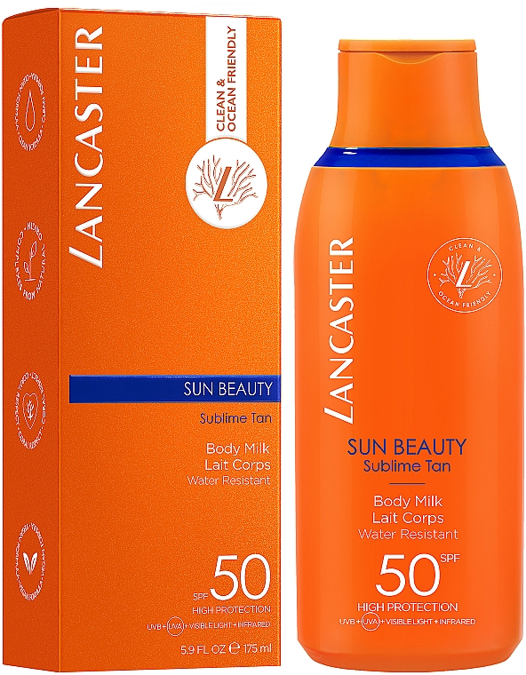 Wasserfeste Körperlotion mit Sonnenschutz - Lancaster Sun Beauty Sublime Tan Body Milk SPF50 — Bild N2