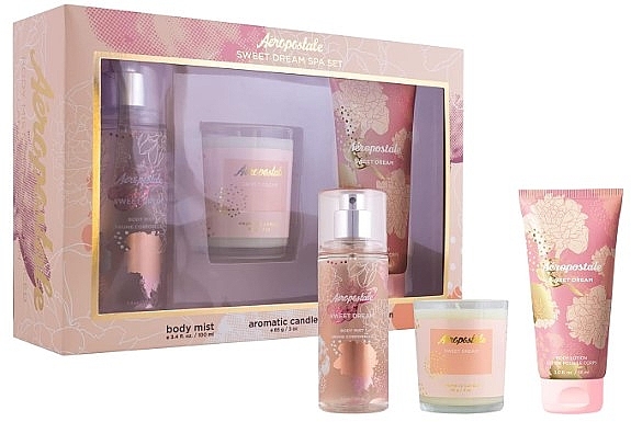 Abschminkpad-Set - Aeropostale Sweet Dream Spa Set (mist/100ml + candle/85g + b/lot/88ml) — Bild N1