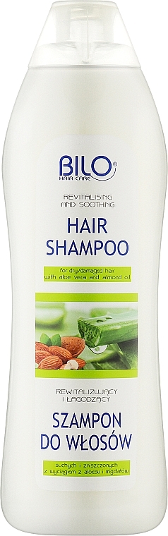 Revitalisierendes und beruhigendes Shampoo mit Aloe Vera und Mandelöl für trockenes und geschädigtes Haar - BILO — Bild N1