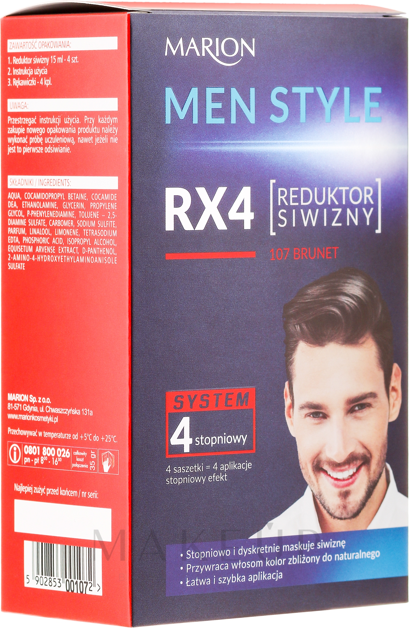 4 stufige Haarfarbe für Männer - Marion Men Style 4 Steps Grey Hair Reducer — Bild 107 - Brunet