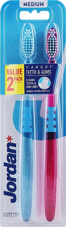 Zahnbürste mittel blau und rosa 2 St. - Jordan Target Teeth Toothbrush — Bild N2