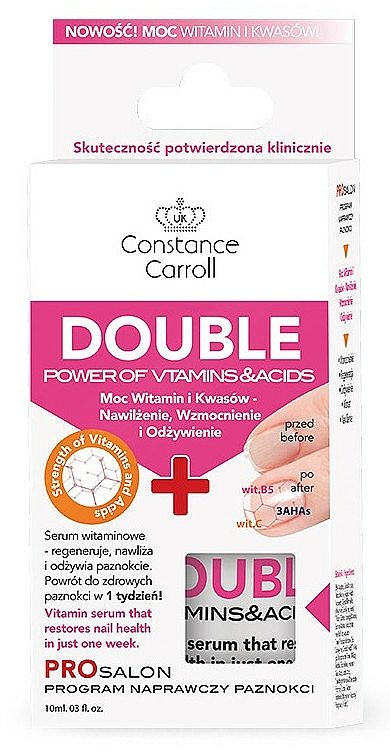 Regenerierendes und feuchtigkeitsspendendes Nagelserum mit Vitaminen und Säuren - Constance Carroll Double Power of Vitamins&Acids Nail Serum — Bild N1