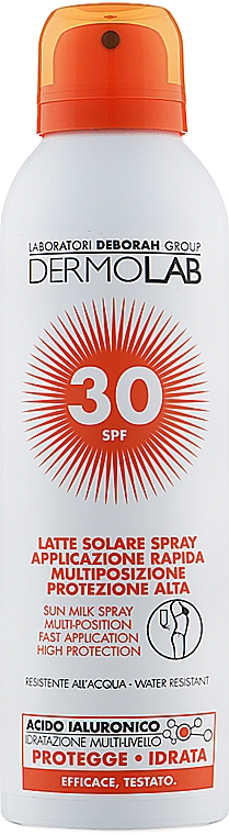 Wasserfestes Sonnenschutzmilch-Spray LSF30 - Deborah Dermolab Sun Milk Spray SPF30 — Bild N1