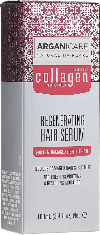 Regenerierendes Haarserum mit Kollagen und Arganöl - Arganicare Collagen Regenerating Hair Serum — Bild N1