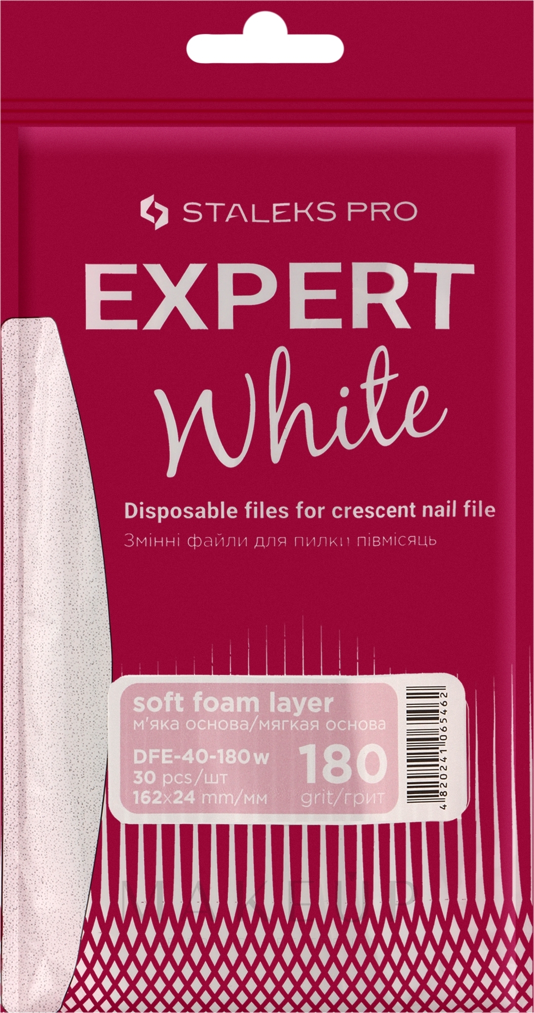 Ersatzfeilenblätter Halbmond weiß 180 Körnung 30 St. - Staleks Pro Expert 40 White (30 St.) — Bild 30 St.