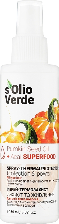 Thermoschutzspray für alle Haartypen - Solio Verde Pumpkin Speed Oil Spray-Thermoprotec  — Bild N1