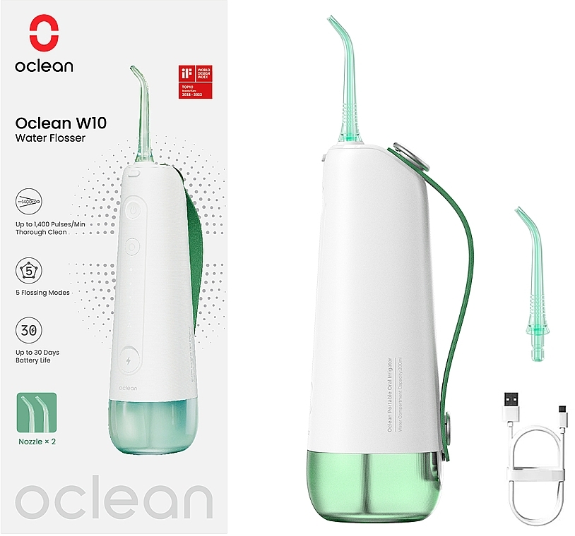 Portable Munddusche, mit 2 Sprühköpfen, grün - Oclean W10 Green — Bild N1