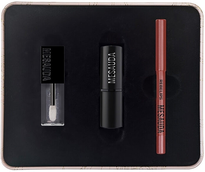 Set - Mesauda Milano Kit Lip Boutique (Lippenstift 3g + Lipgloss 2ml + Lippenkonturenstift 0.8g) — Bild N3
