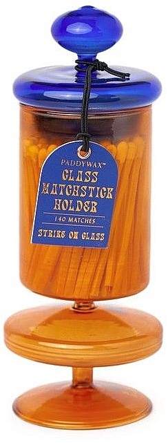 Sicherheitskerzenstreichhölzer im Glasgefäß, weiße Zündkopfe - Paddywax Bubble Glass Matchstick Holder Funky Amber — Bild N1