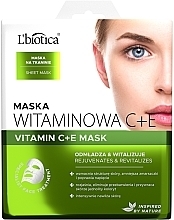 Düfte, Parfümerie und Kosmetik Tuchmaske für das Gesicht mit Vitamin C und E - L'biotica Home Spa Vitamin Mask C + E