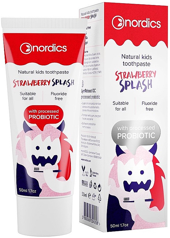 Kinderzahnpasta Erdbeerspritzer - Nordics Kids Strawberry Splash Toothpaste — Bild N1