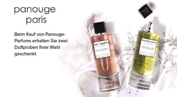 Beim Kauf von Panouge-Parfums erhalten Sie zwei Duftproben Ihrer Wahl geschenkt