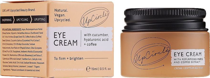 Sanfte Augencreme - UpCircle Eye Cream With Cucumber, Hyaluronic Acid + Coffee — Bild N2