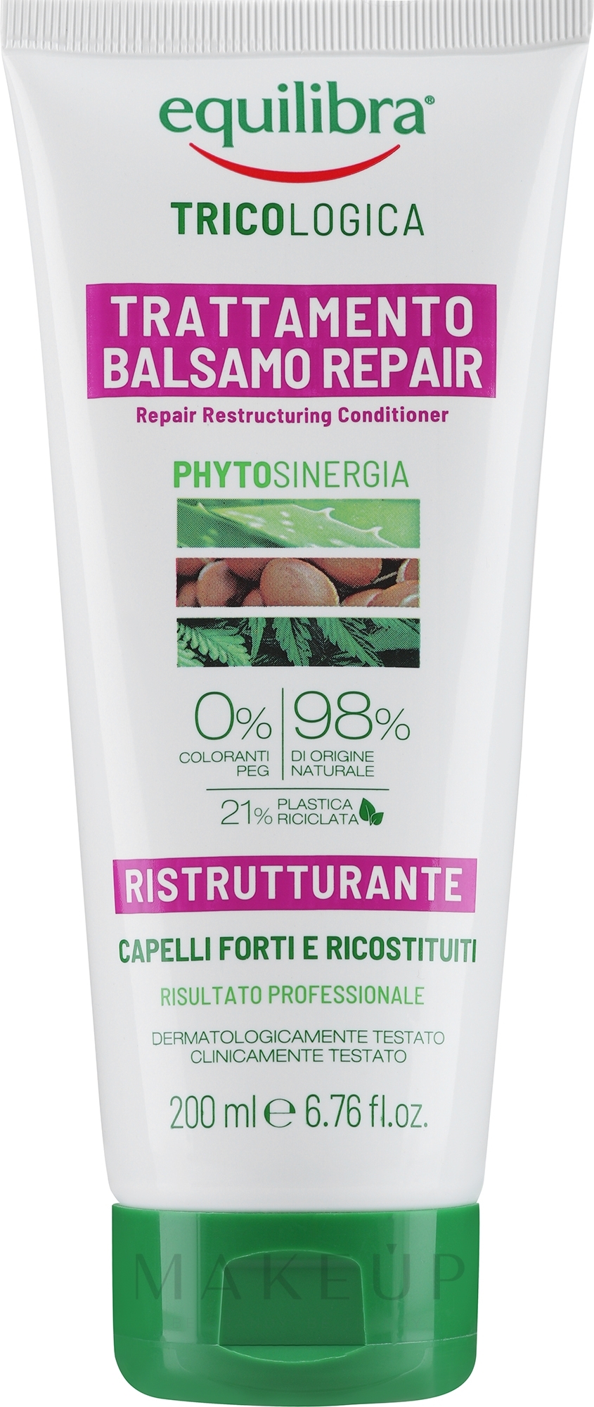 Regenerierende Haarspülung mit Aloe Vera, Argan und pflanzlichem Keratin - Equilibra Tricologica Repair Restructuring Conditioner — Bild 200 ml