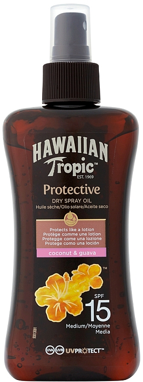 Trockenes Sonnenschutzspray-Öl für den Körper SPF 15 - Hawaiian Tropic Protective Dry Spray Sun Oil SPF 15 — Bild N1