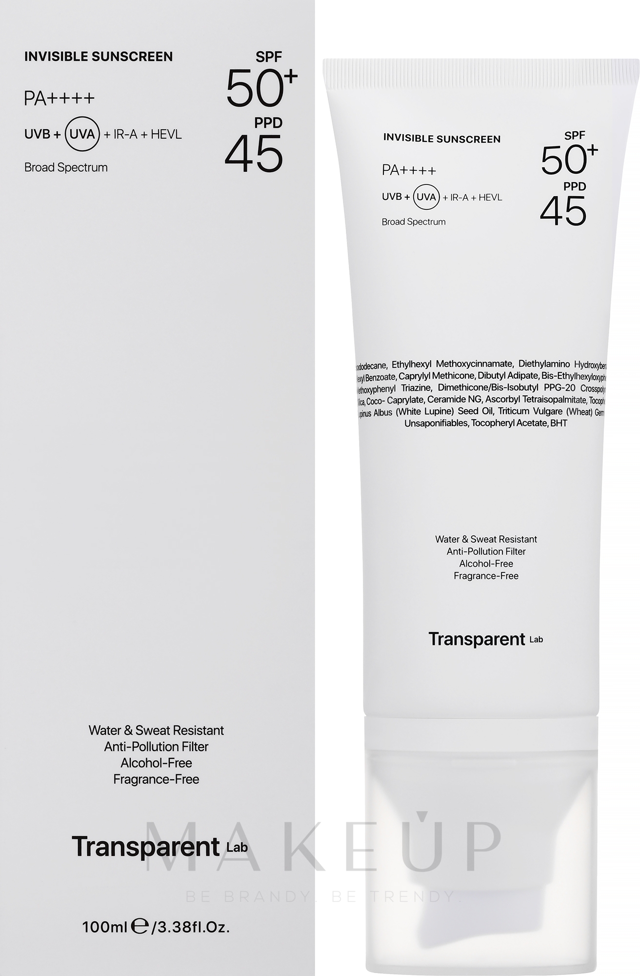 Sonnenschutzcreme für das Gesicht - Transparent Lab Invisible Sunscreen SPF50+ — Bild 100 ml