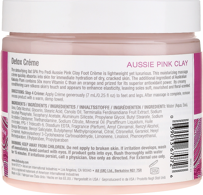 Feuchtigkeitsspendende Fußcreme mit rosa Tonerde - IBD Aussie Pink Clay Detox Creme — Bild N2