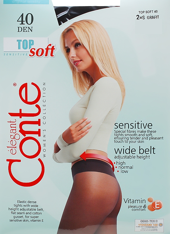 Strumpfhose für Damen Top Soft 40 Den Grafit - Conte — Bild N1