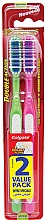 Zahnbürste mittel Double Action grün, rosa 2 St. - Colgate Double Action Medium Toothbrushes — Bild N1