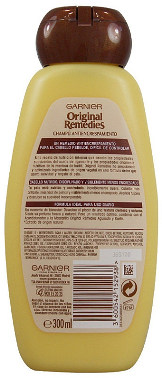 Nährendes Shampoo mit Sheabutter und Avocadoöl für widerspenstiges Haar - Garnier Original Remedies Avocado Oil and Shea Butter Shampoo — Bild N3