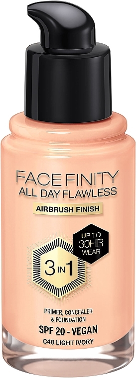 3in1 Primer, Concealer & Foundation LSF 20 - Max Factor Facefinity All Day Flawless 3-in-1 Foundation SPF 20 — Bild N2