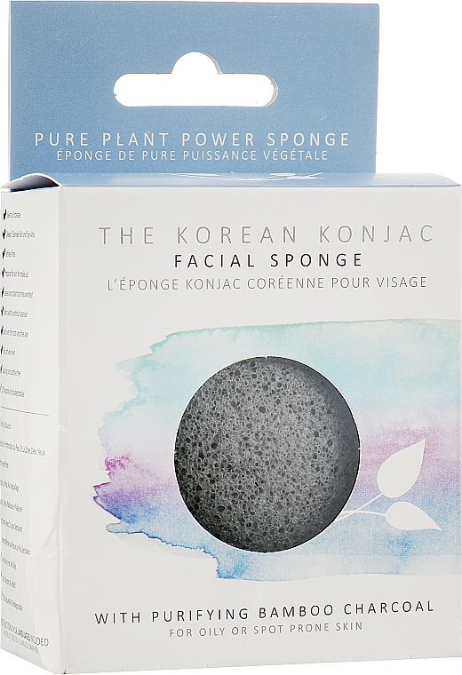 100% Natürlicher Konjac-Schwamm mit Bambuskohle für fettige Gesichtshaut - The Konjac Sponge Company Premium Facial Puff with Bamboo Charcoal — Bild N2