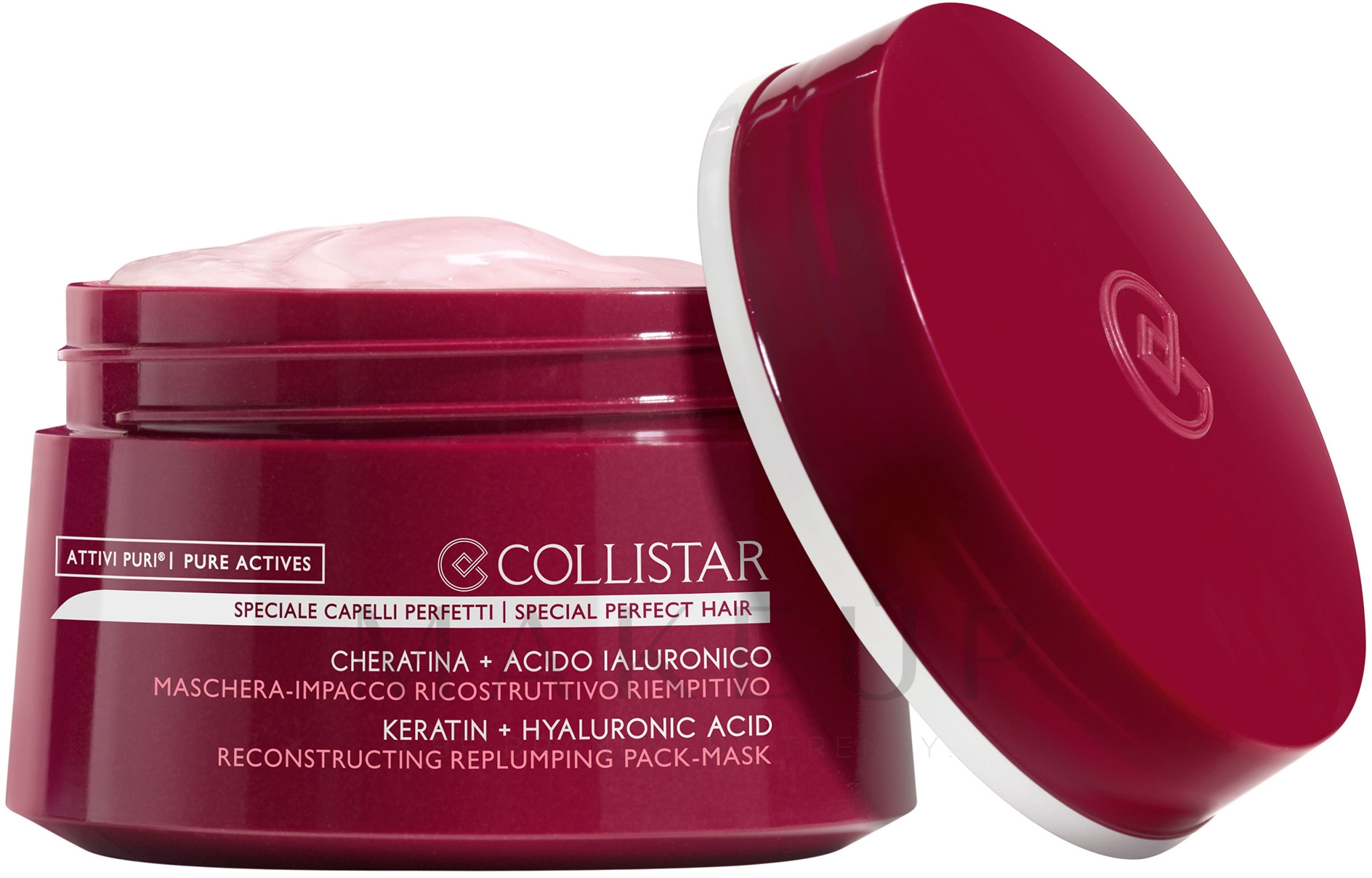 Regenerierende Haarmaske - Collistar Pure Actives Keratin + Hyaluronic Acid Reconstructive Replumping Mask — Bild 200 ml