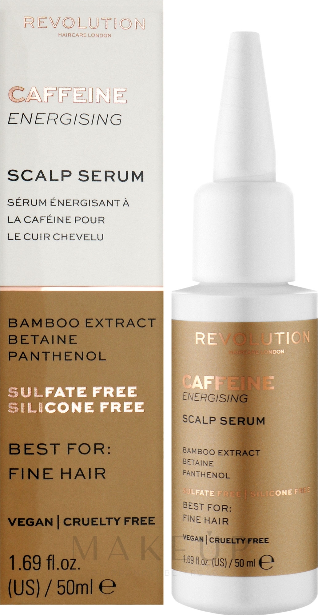 Serum für dünnes Haar mit Bambusextrakt, Betain und Panthenol - Makeup Revolution Caffeine Energising Scalp Serum — Bild 50 ml