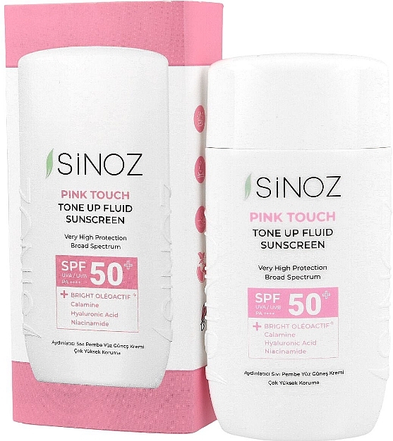 Sonnencreme für das Gesicht SPF 50+  - Sinoz Pink Touch Tone Up Fluid Sunscreen SPF50+ / PA++++  — Bild N1