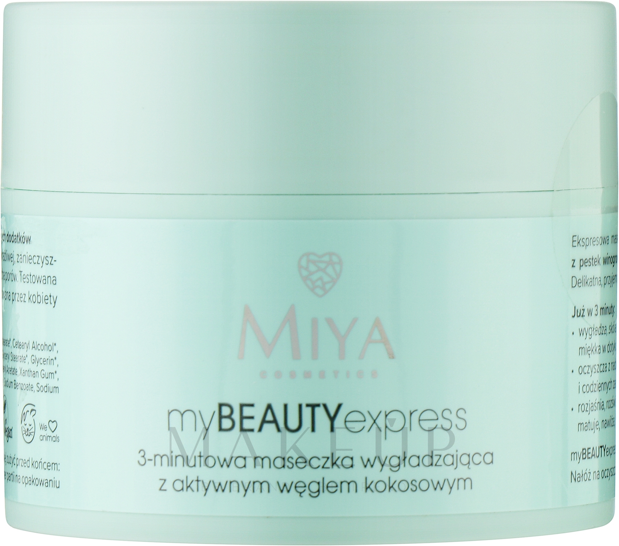 Glättende Gesichtsmaske mit Aktivkohle aus Kokosnuss-Schalen - Miya Cosmetics My Beauty Express 3 Minute Mask — Bild 50 g
