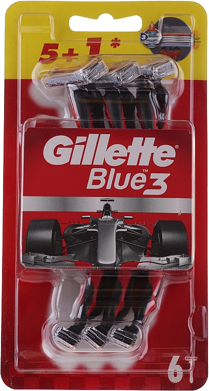 Einwegrasierer rot-weiß 5+1 St. - Gillette Blue III Red and White — Bild N1
