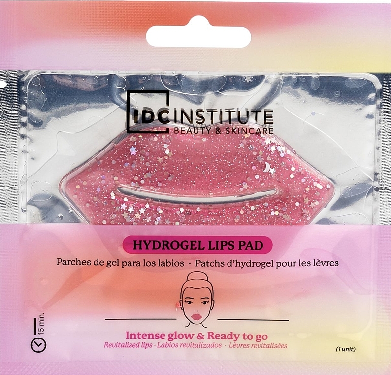 Hydrogel-Lippenmaske mit Glitter - IDC Institute Glitter Hydrogel Lips Pad Pink — Bild N1