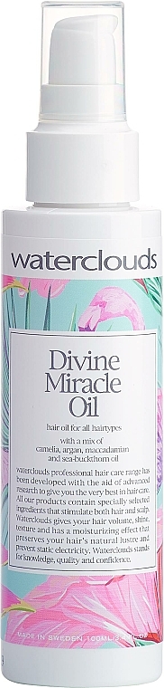 Feuchtigkeitsspendendes Öl für glänzendes Haar mit Kamelien-, Macademia-, Argan- und Sanddornöl - Waterclouds Divine Miracle Oil