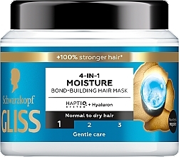 4in1 Feuchtigkeitsmaske für strapaziertes und trockenes Haar - Gliss Aqua Revive 4-in-1 Moisture Bond-Building Hair Mask — Bild N1