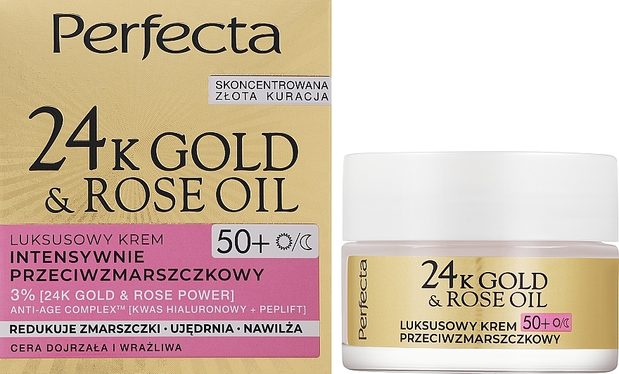 Anti-Falten-Gesichtscreme - Perfecta 24k Gold & Rose Oil Anti-Wrincle Cream 50+  — Bild N1