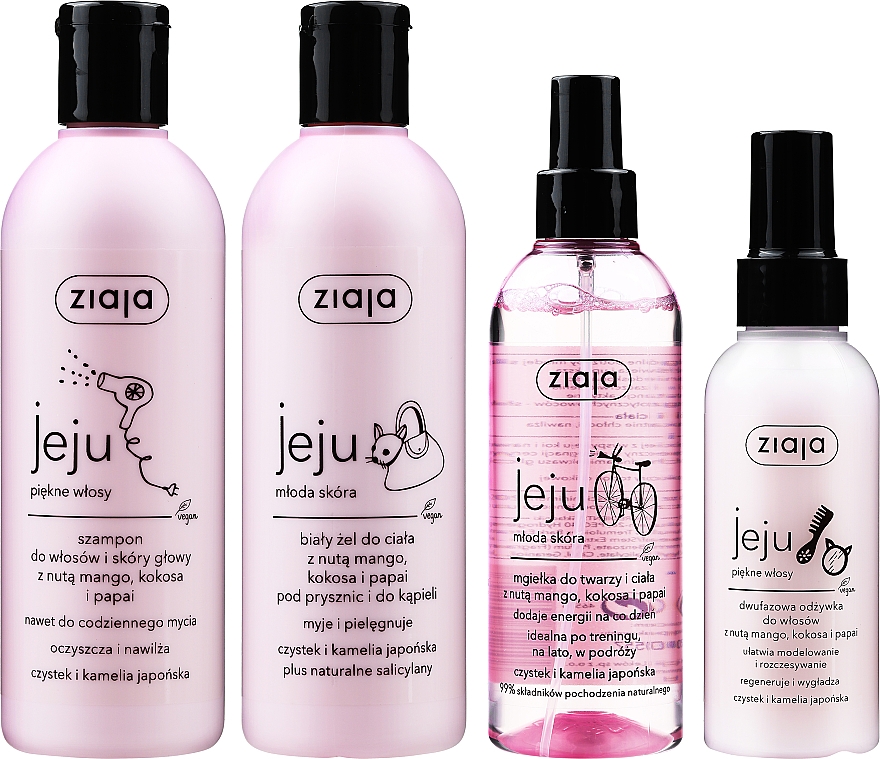 Haarpflegeset - Ziaja I Love Ziaja (Spray-Conditioner für das Haar 125ml + Haarshampoo 300ml + Spray-Lotion für Gesicht und Körper 200ml + Dusch- und Badegel 300ml) — Foto N2