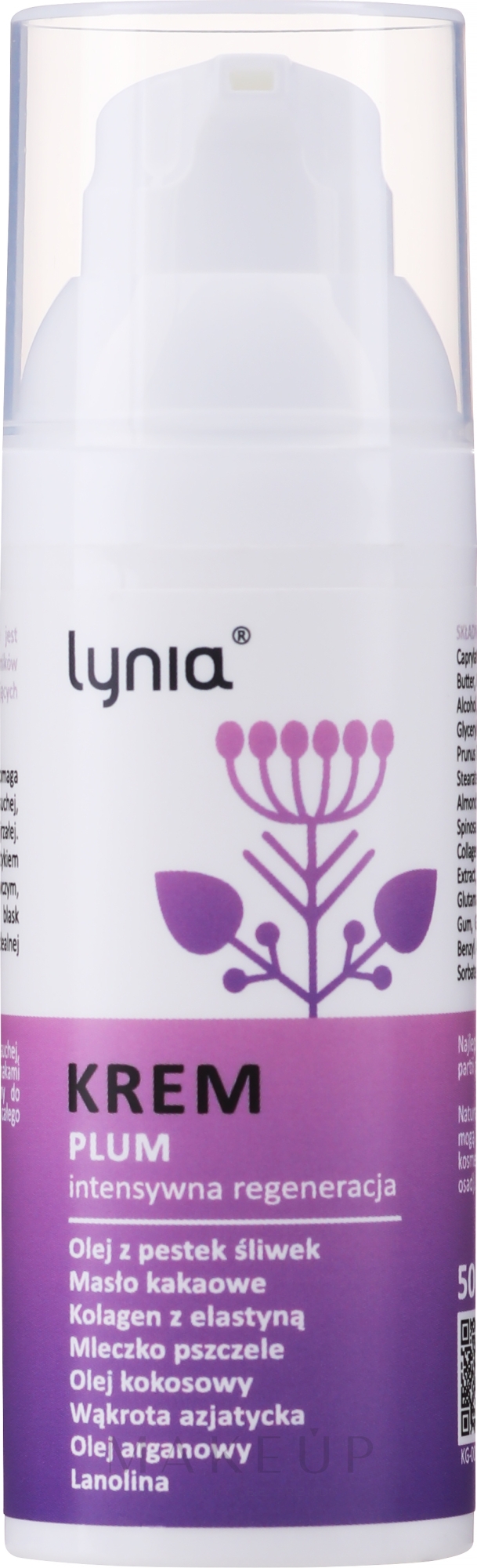 Regenerierende Gesichtscreme mit Samenöl, Kakaobutter und Kollagen - Lynia Plum Cream — Bild 50 ml