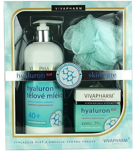 Set - Vivaco Vivapharm Hyaluronic Acid (f/cr/50ml + b/lot/400ml + washcloth) — Bild N1